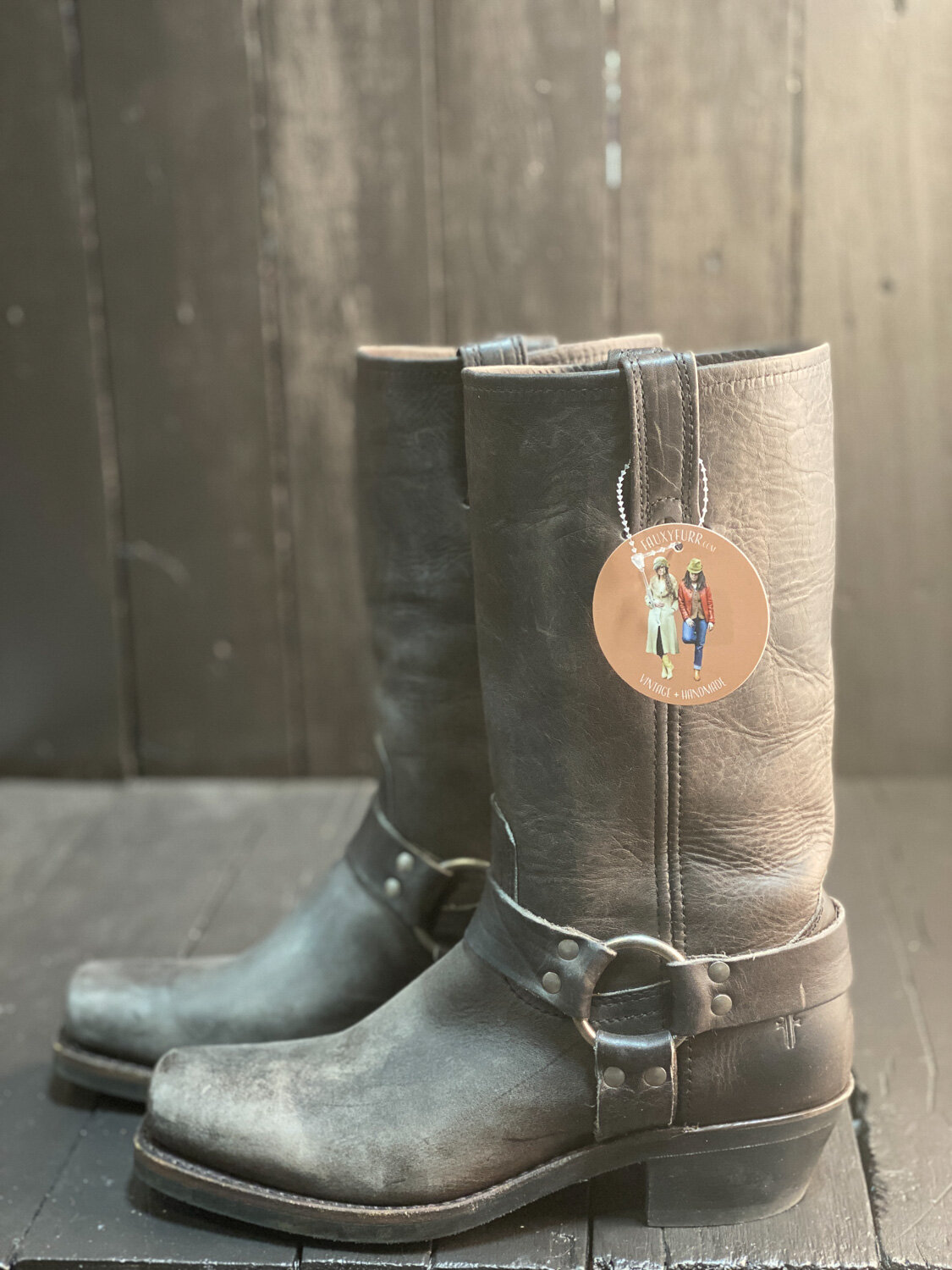 Womens US 9, Frye Harness Boots — FauxyFurr Vintage + Handmade